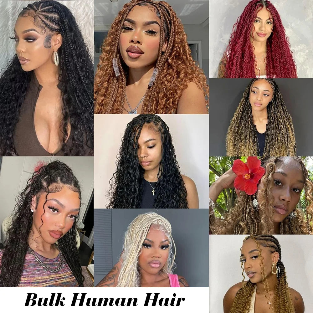 Human Braiding Hair Deep Wave Bulk Human Hair 100g No Weft Human Hair Bundles Micro Human Braiding Hair for Boho Braids