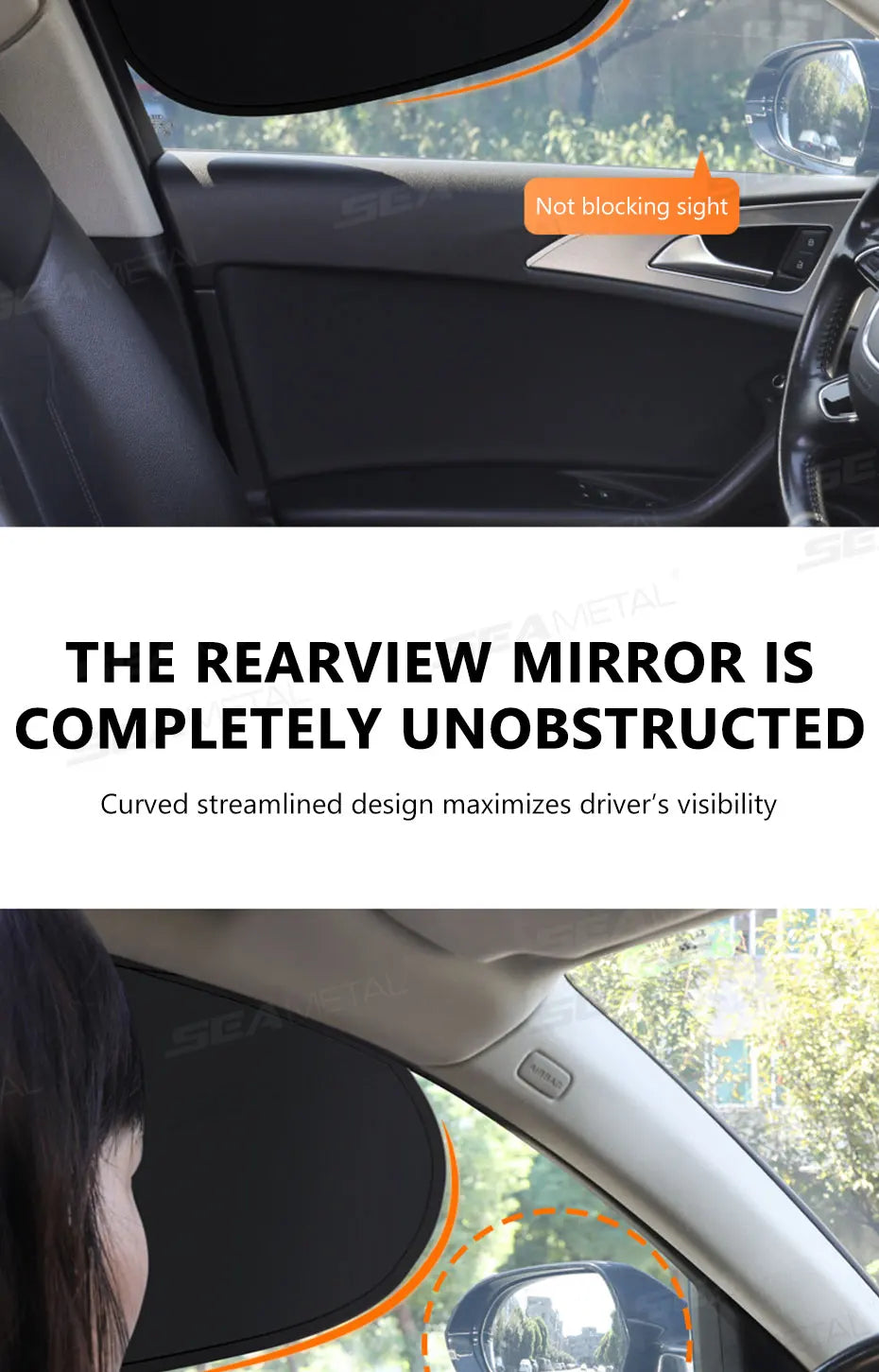 SEAMETAL Electrostatic Sun Visor for Car Side Window 4-Layer Sun Shade Curtains Anti-Glare UV-Blocker Auto Sun Protection Cover