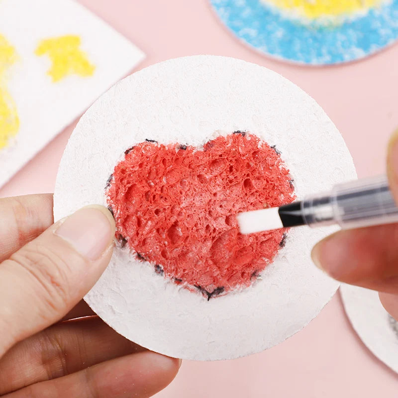 5/100Pcs 3D Drawing Magic Canvas Sponge with Water Brush DIY Art Foam Texture Painting Paper Kids Birthday Party Christmas Gifts