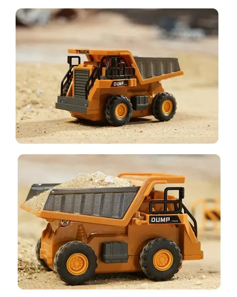 1:64 RC Mini Alloy Car Forklift with Trailer Excavator Desktop Game 2.4G Remote Control Engineering Lift Truck Child's Toy Gifts