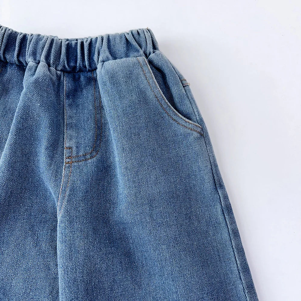 Bear Leader Summer New Blue Jeans 2-7-year-old Simple Kids Clothes Girls Korean Edition Fashion Lace Decoration Casual Pants