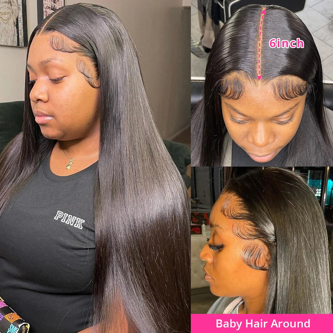 Hd Lace Frontal Wig 13x6 13x4 Lace Front Wig Human Hair 30Inch Bone Straight Transparent Lace Human Hair Wigs 4x4 HD Closure Wig