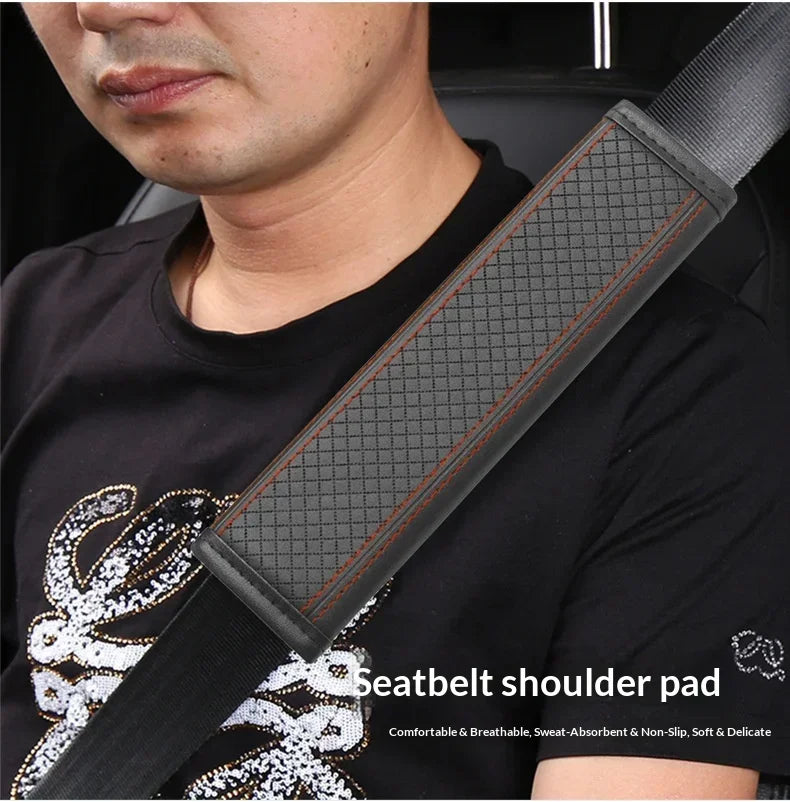 1PCS Car Seat Belt Protective Cover Anti-neck Strangling Skin-feel Leather Fine Hole Car Seat Belt Shoulder Guard Cover