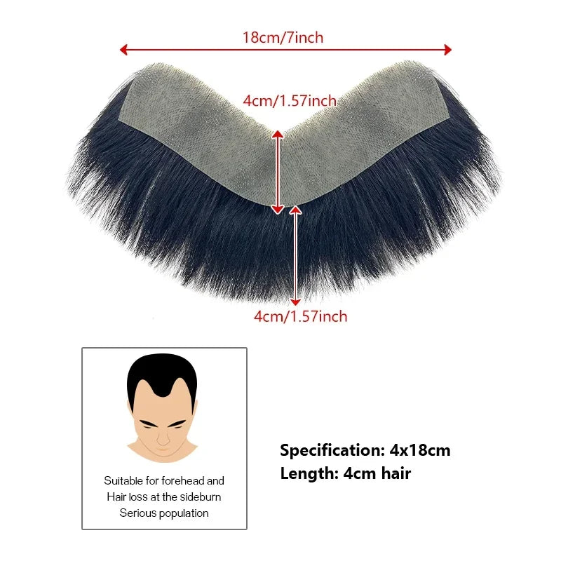 100% Human Hair Men PU V Loop Front Toupee Carefully Prune Natural Hairline Wigs Remy Hair Replacement Straight Hairpiece