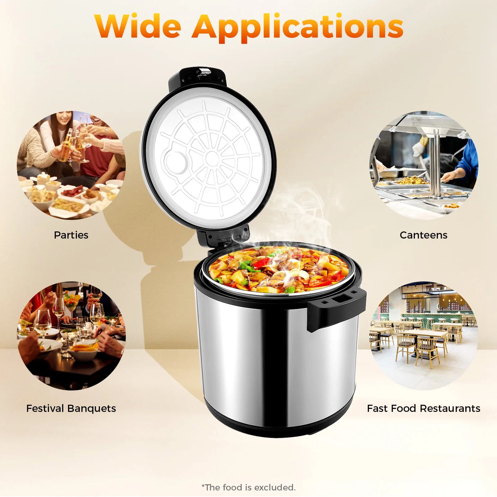 110W 110V Commercial Rice Warmer Insulation Rice Cooker Electric Rice Warmer 19L Rice Warmer for Restaurant