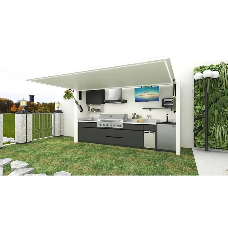 Custom Outdoor Kitchen for Sale BBQ Grill Camping BBQ Kitchen Outdoor Set Outdoor Kitchen Cabinets Island Modern Grey Kitchen