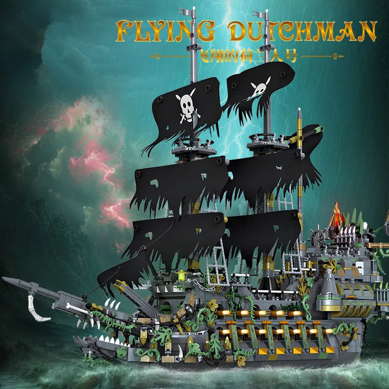 2434pcs Pirate Ship Building Blocks, Flying Dutchman Bricks Set, Educational STEM Toys for Boys, Creative Gift for Kids