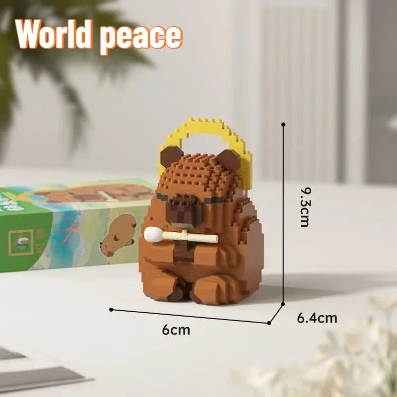 Lovely Cartoon Animals Capybara Micro Diamond Block Construction Model Building Bricks Educational STEM Toys For Kids Gift