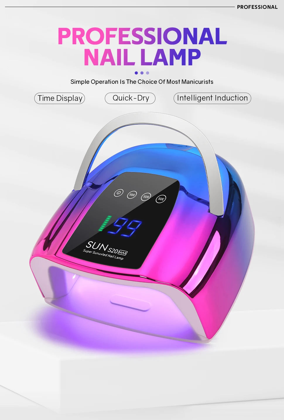 200W UV Nail Lamp 48 LEDs Nail Dryer Machine with LCD Screen Rechargeable Manicure Lamp for Curing All Nails Gel Nail Art Tools