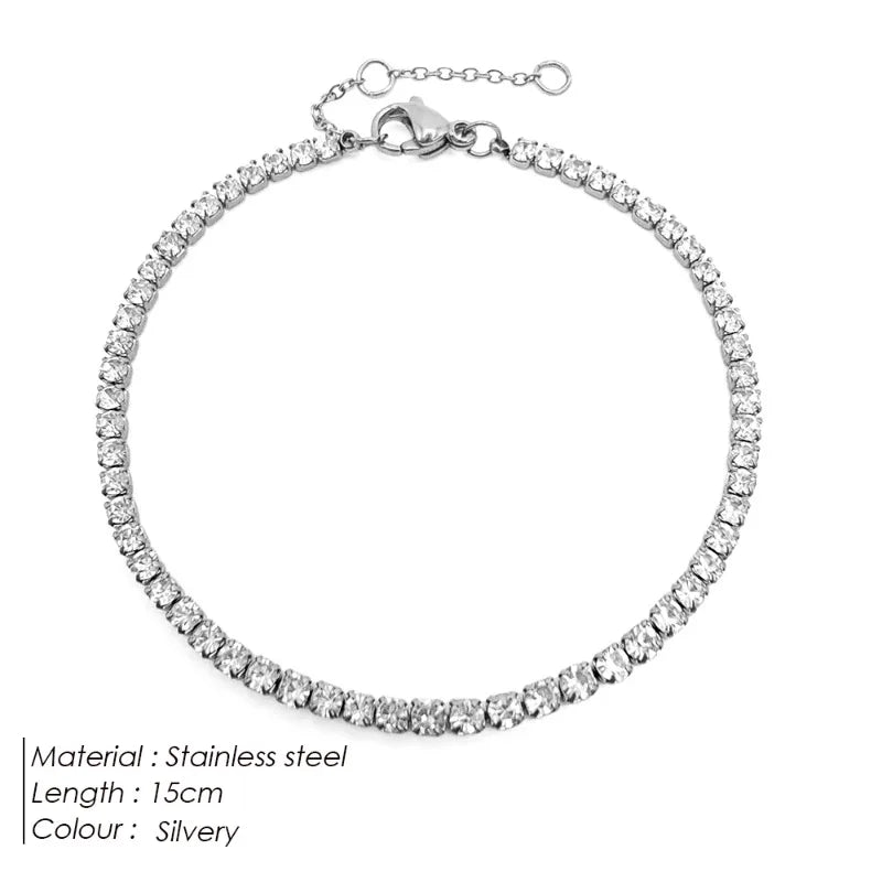 European and American Fashion Niche Single Row Drill Bracelet Round Zircon Tennis Bracelet Bracelet Hand Jewelry