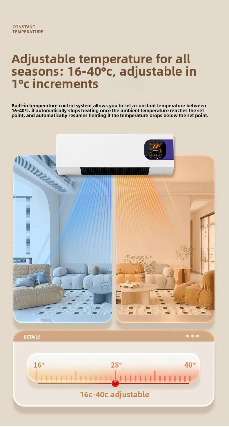 Household Wall Mounted Bathroom Energy Saving Quick Heating Electric Heater Desktop Remote Control Dual Purpose Heater