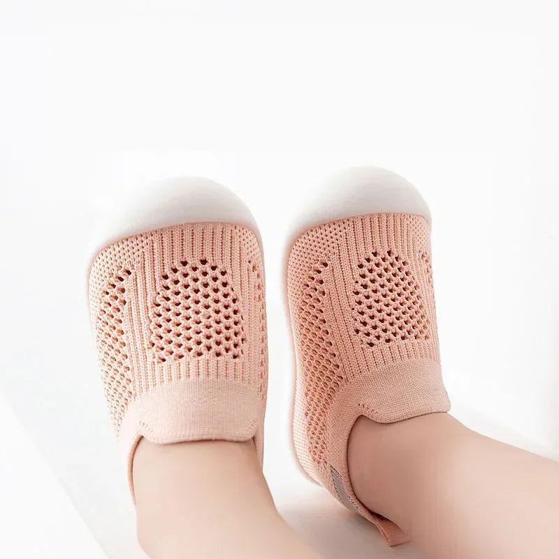 Breathable Knit Mesh Walking Shoes for Kids Spring Summer Soft Sole Anti-Collision Unisex Pastel Casual Sneakers Toddlers 1-3Y