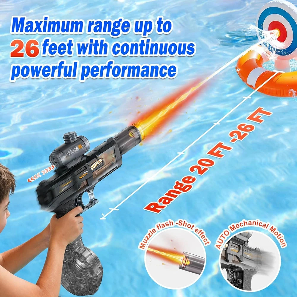 Electric Water Blaster Gun Children Automatic Water Pistol WaterGun with Led Light Summer Outdoor Game Party Toy for Adults Kids