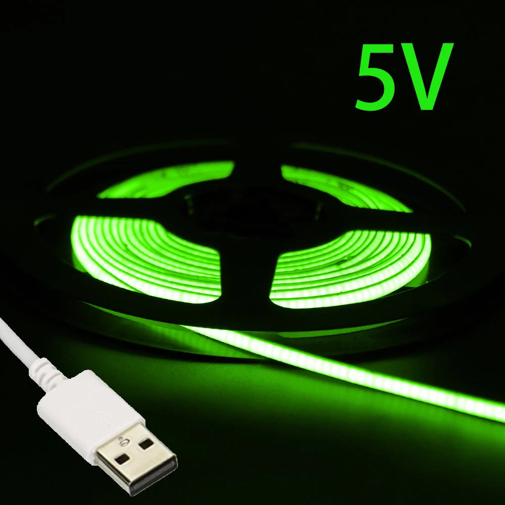 USB 5V COB LED Strip Lights 2.7mm Very Thin Multicolor 480LEDs 1m 2m For Computer Indoor Linear Tape Lights Flexible Convenient