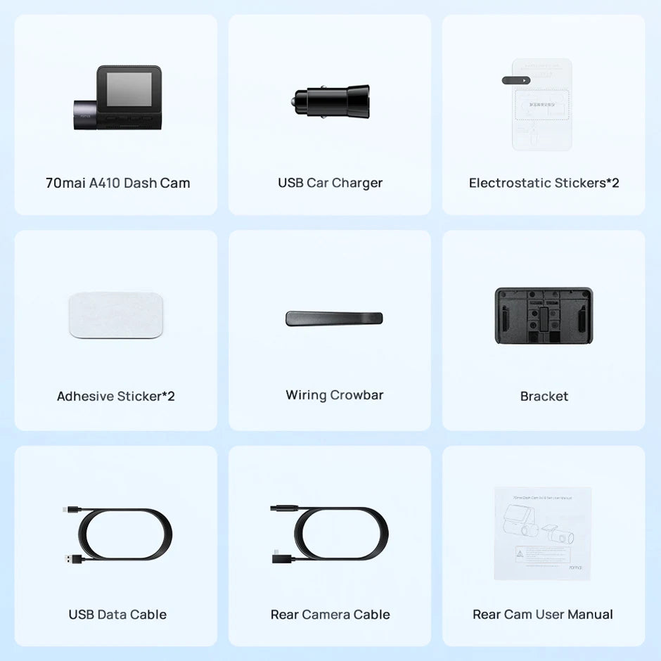 70mai Dash Cam A410 2.5K+1080P Dual-Channel Recording Built-in GPS 24H Parking Surveillance Car DVR 70mai A410