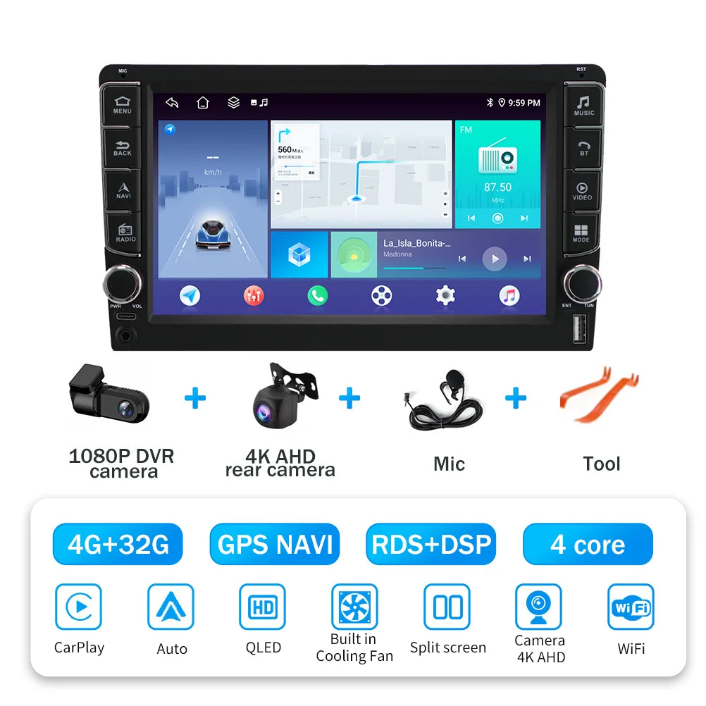 Android 16  For Kia RlO 2 2005 - 2011 2 Din Video Player Car Radio Multimedia Stereo Navigation Carplay AUTO Head Unit Audio  GP