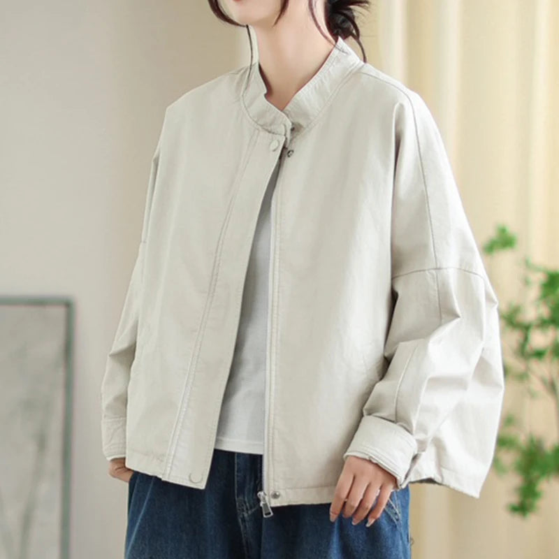 Masss Wasss 2025 Autumn Ladies Classic Fashion Oversized PU Jackets Womems Leisure Faux Leather Coats Loose Vintage Windbreakers