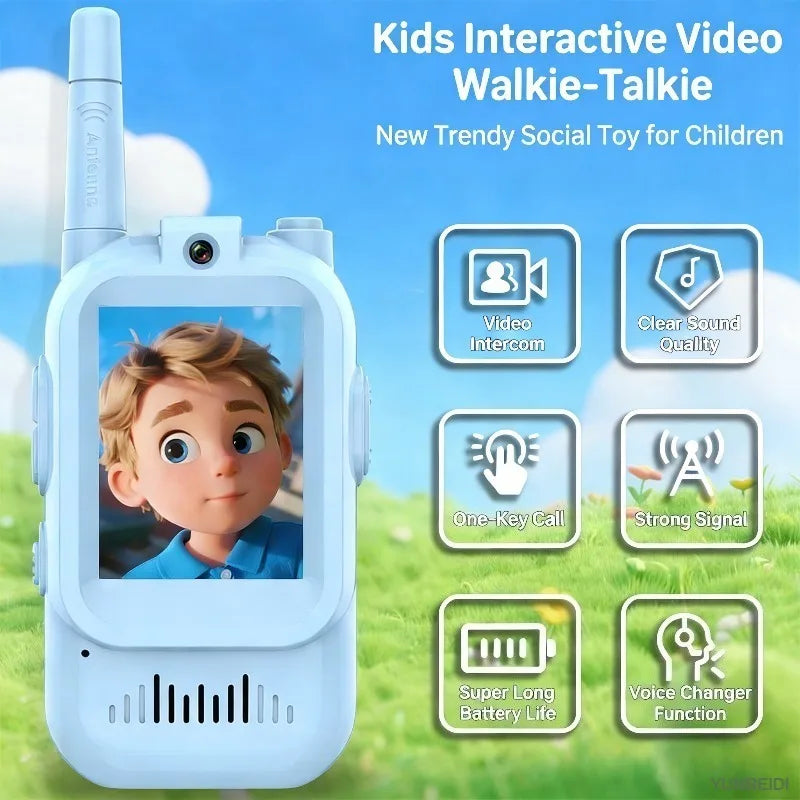 2PCS Kids Video Walkie Talkies USB Charging Indoor and Outdoor High Definition Intercom Children's Toys Birthday Gifts Ages 3-12