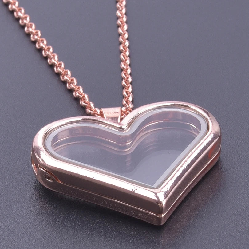 1Pc Trendy Sweet Love Glass Reliquary Photo Locket Pendant Necklaces Goth Heart Cremation Ashes Urn Relicario Collares Jewelry