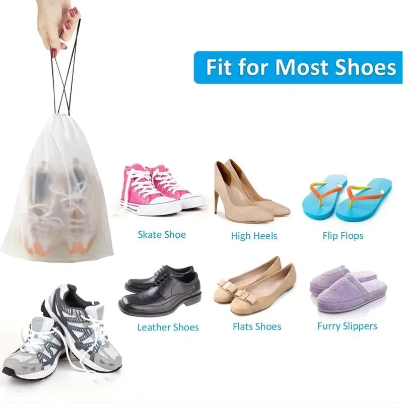 5/10PCS Portable Shoe Storage Drawstring Storage Bag for Sundries Travel Makeup Bag Waterproof Transparent Plastic Storage Bag