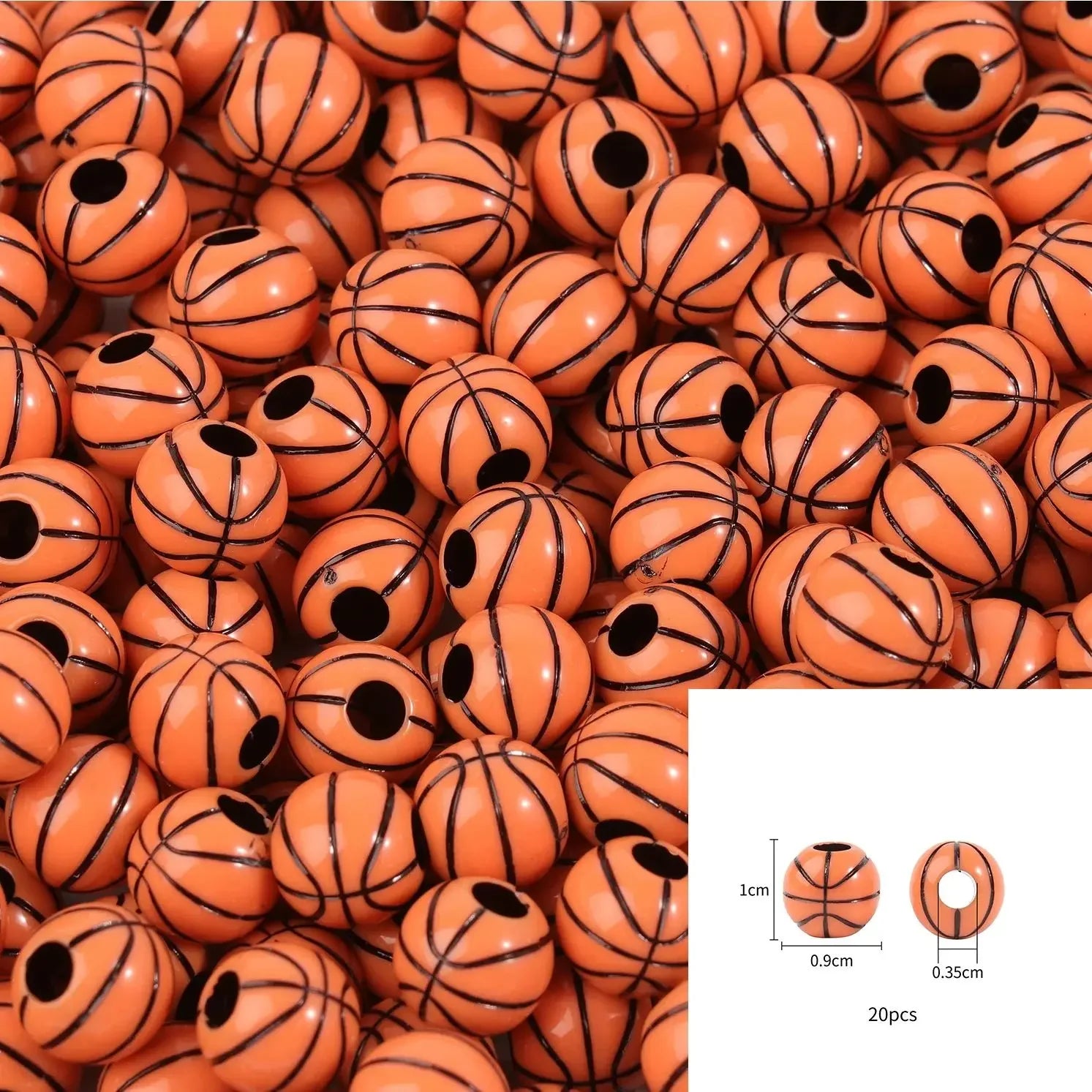 20/50Pcs Sport Basketball Baseball Tennis Beads Spacer Acrylic Beads For Making Bracelet Necklace DIY Craft Jewelry Supplies