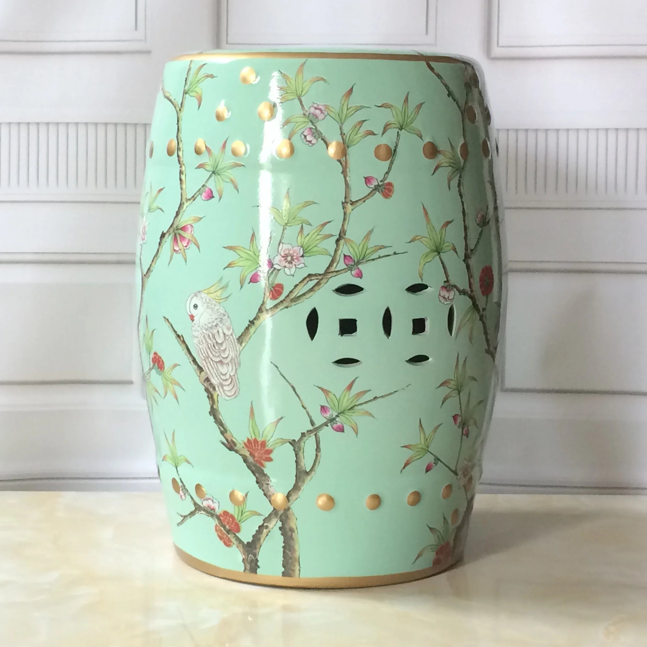 Shoe Changing Stool Flower Bird Ceramic Drum Stool Dressing Antique Drum Sitting Stool Living Room Furniture Luxury Dresser