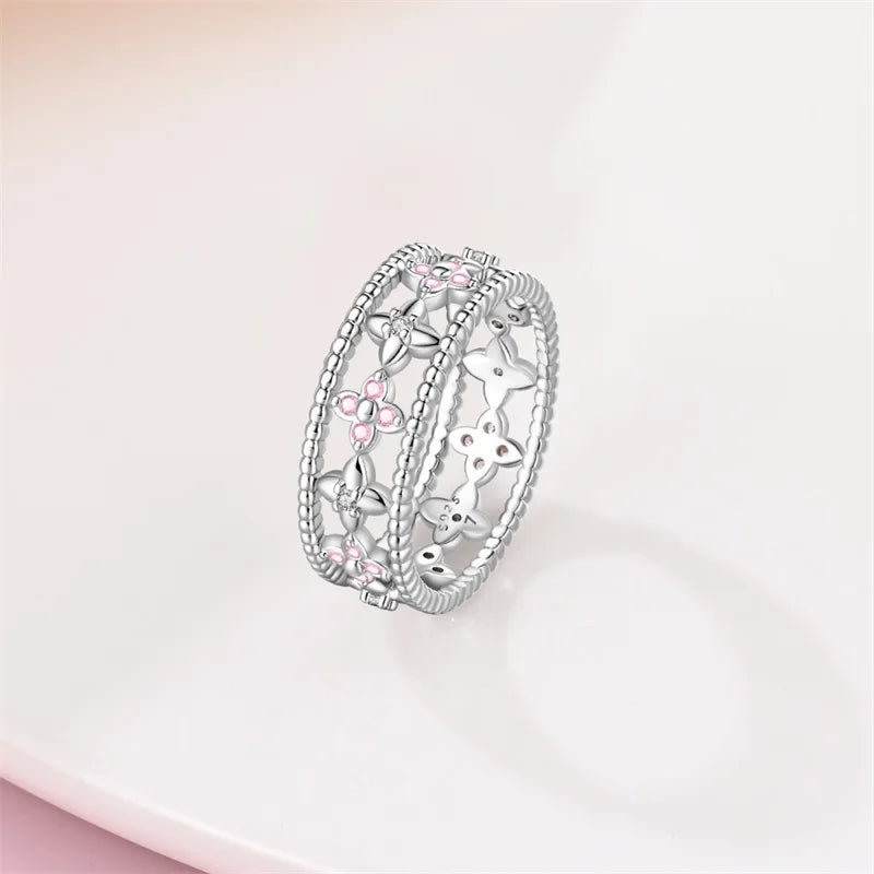 Rings For Women 925 Silver Size 6-9 Ocean Flower Sun Butterfly Heart Hollow Ring Fit For Engagement Weddings Fine Jewelry Gifts