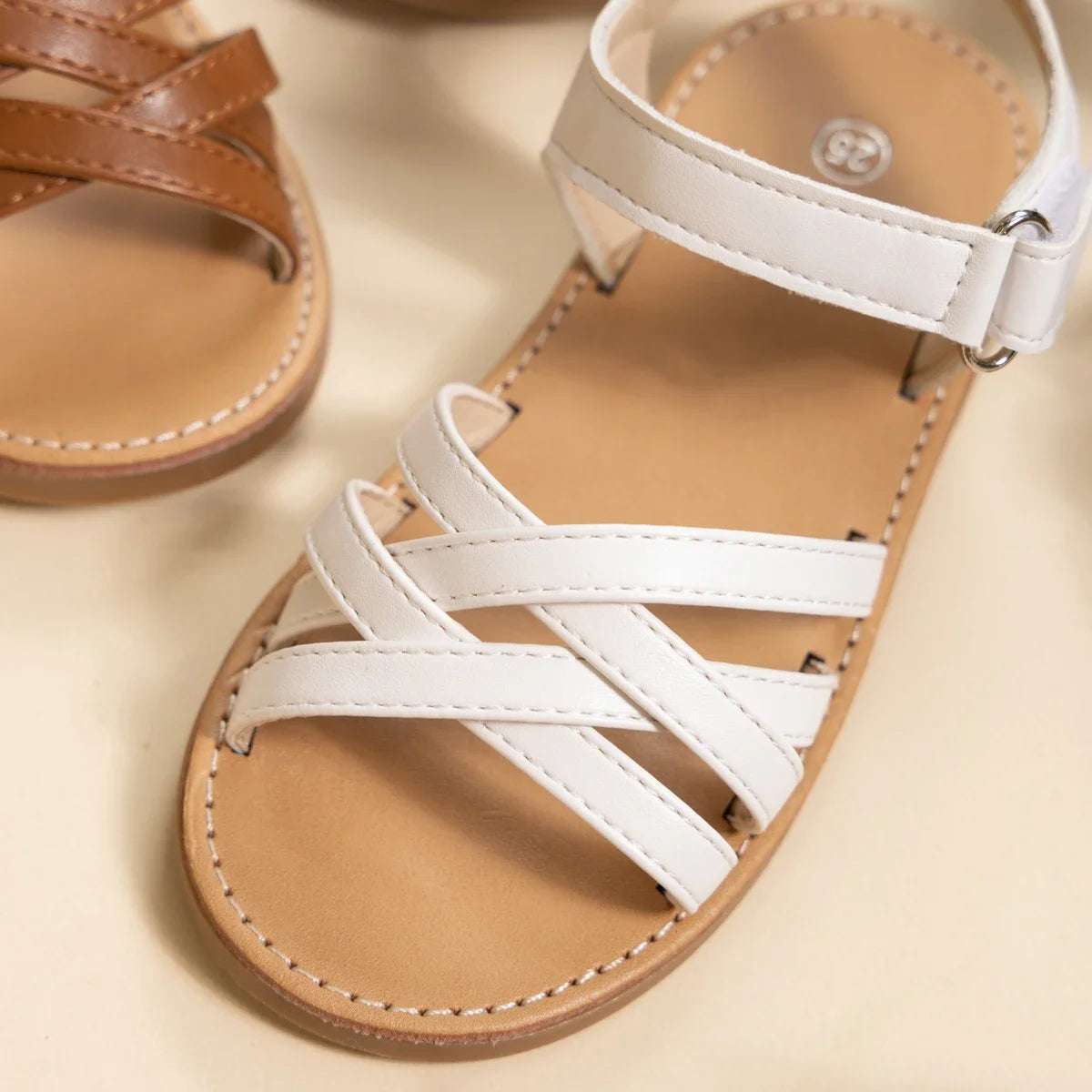 Girls Summer Sandals Kids Cross Strap Open Toe Shoes Toddler Non-slip Rubber Sole Casual Beach Princess Sandals