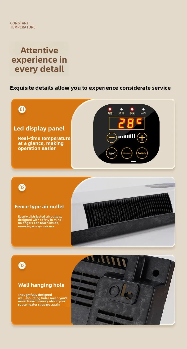 Household Wall Mounted Bathroom Energy Saving Quick Heating Electric Heater Desktop Remote Control Dual Purpose Heater