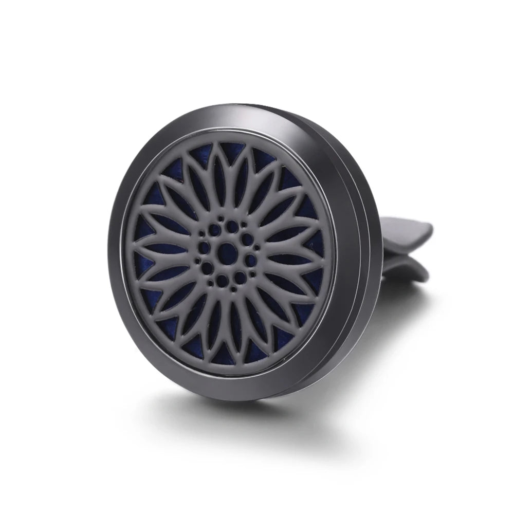 New Car Air Freshener Diffuser Clip Black Hollow Pattern Aromatherapy Lockets Essential Oil Perfume Pendant Car Ornaments Gift