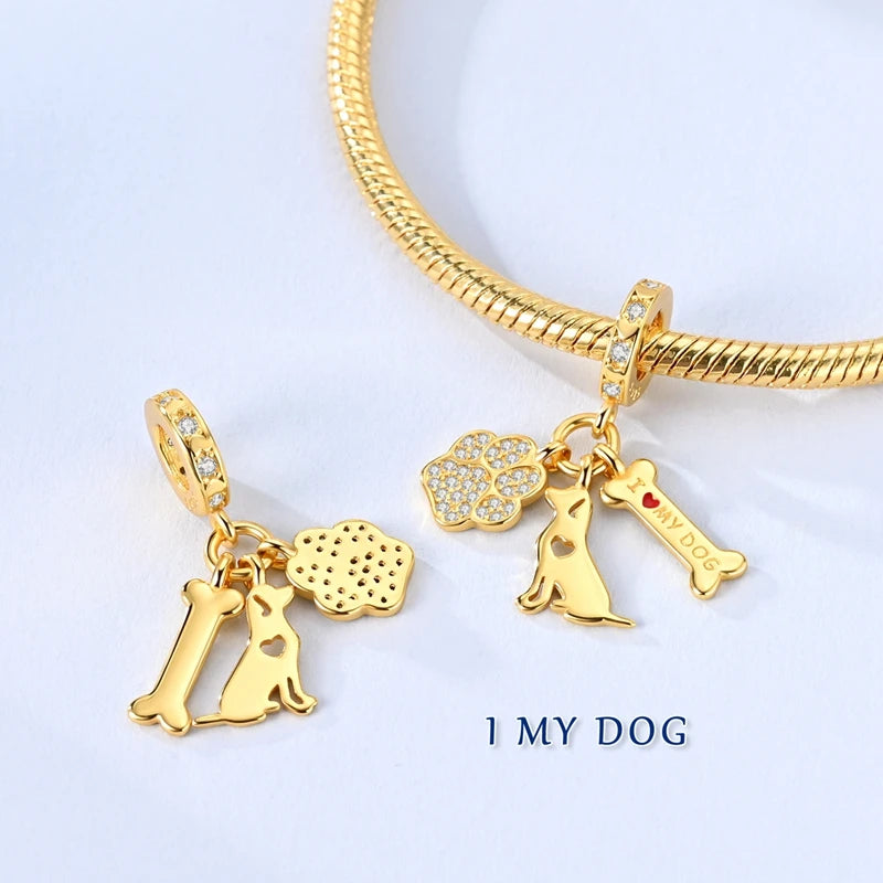 Hot Sales 925 Sterling Silver Golden Series Charms Beads Cross Devil's Eye Bow Charms Pendant Fit Original Bracelet DIY Jewelry