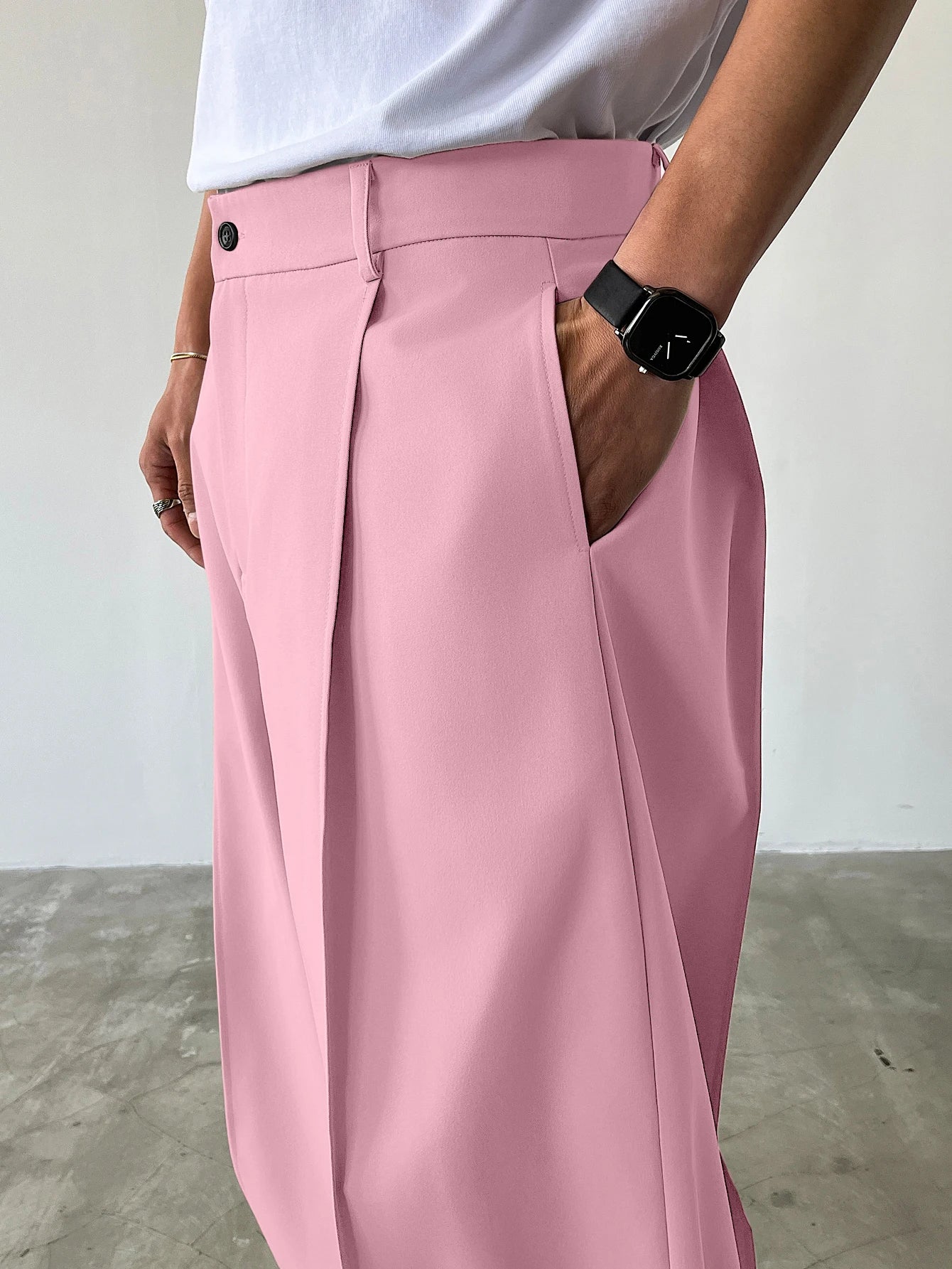 Men's High Waist Wide Leg Suit Pants Casual Loose Straight Leg Dress Pants Formal Business Streetwear Black Trousers S-2XL 1 Pie