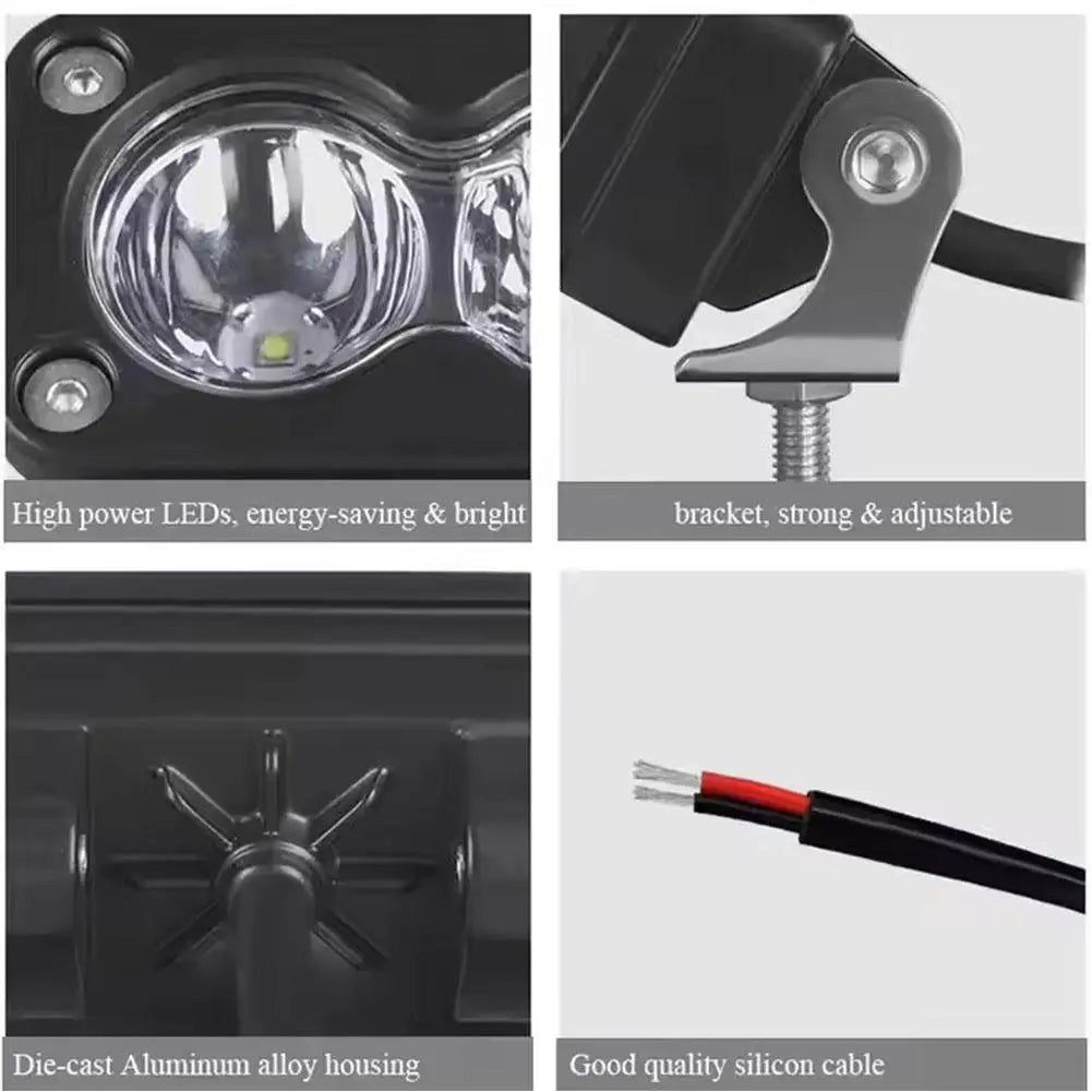 3 Inch Car Spotlight White Yellow LED Pod Driving Work Light for Motorcycle Pickup Truck Offroad Roof Luggage Rack Lamp 20W