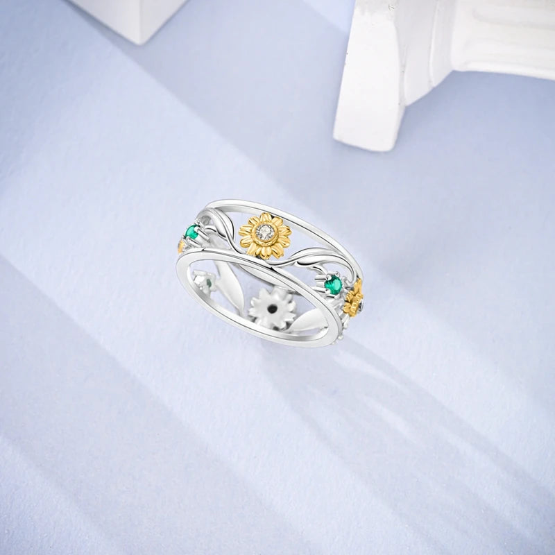 Rings For Women 925 Silver Size 6-9 Ocean Flower Sun Butterfly Heart Hollow Ring Fit For Engagement Weddings Fine Jewelry Gifts