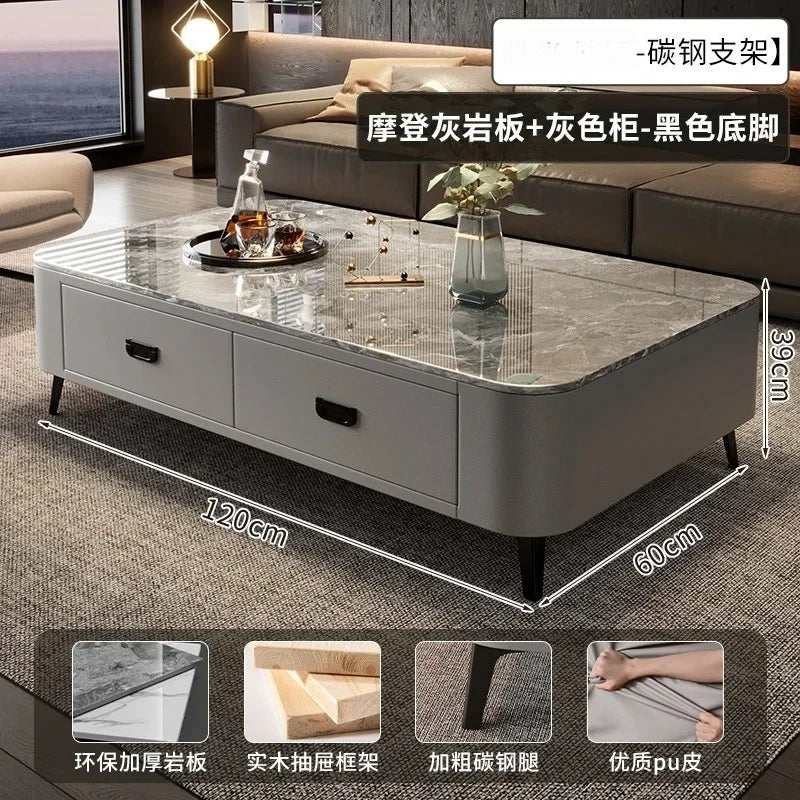 Luxury Marble Effect Coffee Tables Modern Design Square Storage Coffee Tables Minimalist Aesthetic Stolik Kawowy Home Furniture