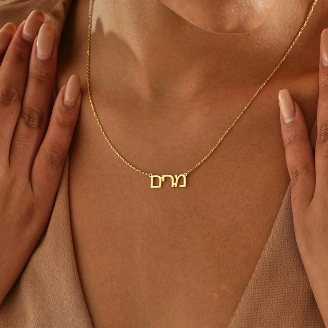 Custom Hebrew Name Necklaces For Women Personalized Hebrew Pendant Name Necklace Stainless Steel Chain Christmas Jewelry Bff