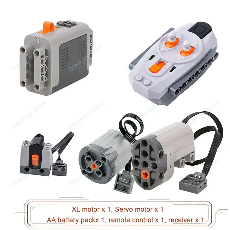 MOC Power Functions M/L/XL Motor Battery Box IR Remote Receiver for RC Car Robot Model Building Blocks Technical Modified Parts