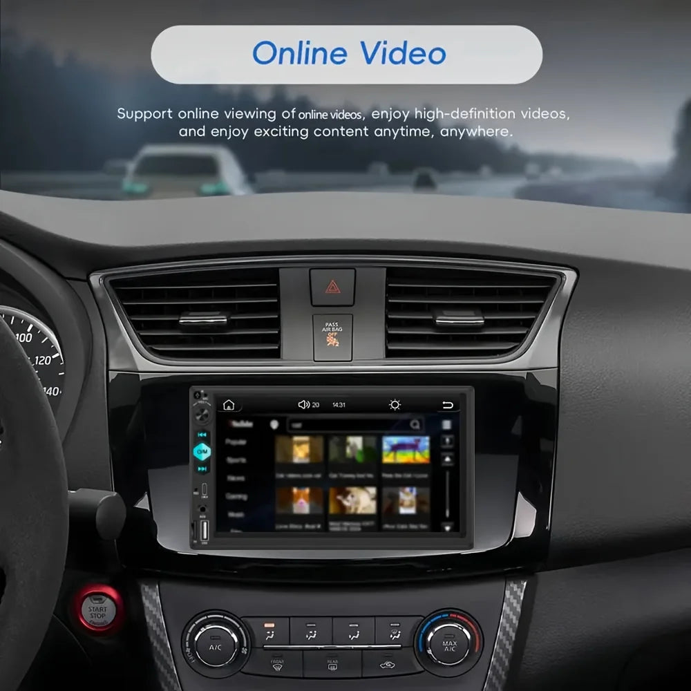[17.78 cm Support Type-C Car MP5 Player] Double Din Car Stereo Player | with Wireless FM, Type-C/Usb/Tf/Aux Input