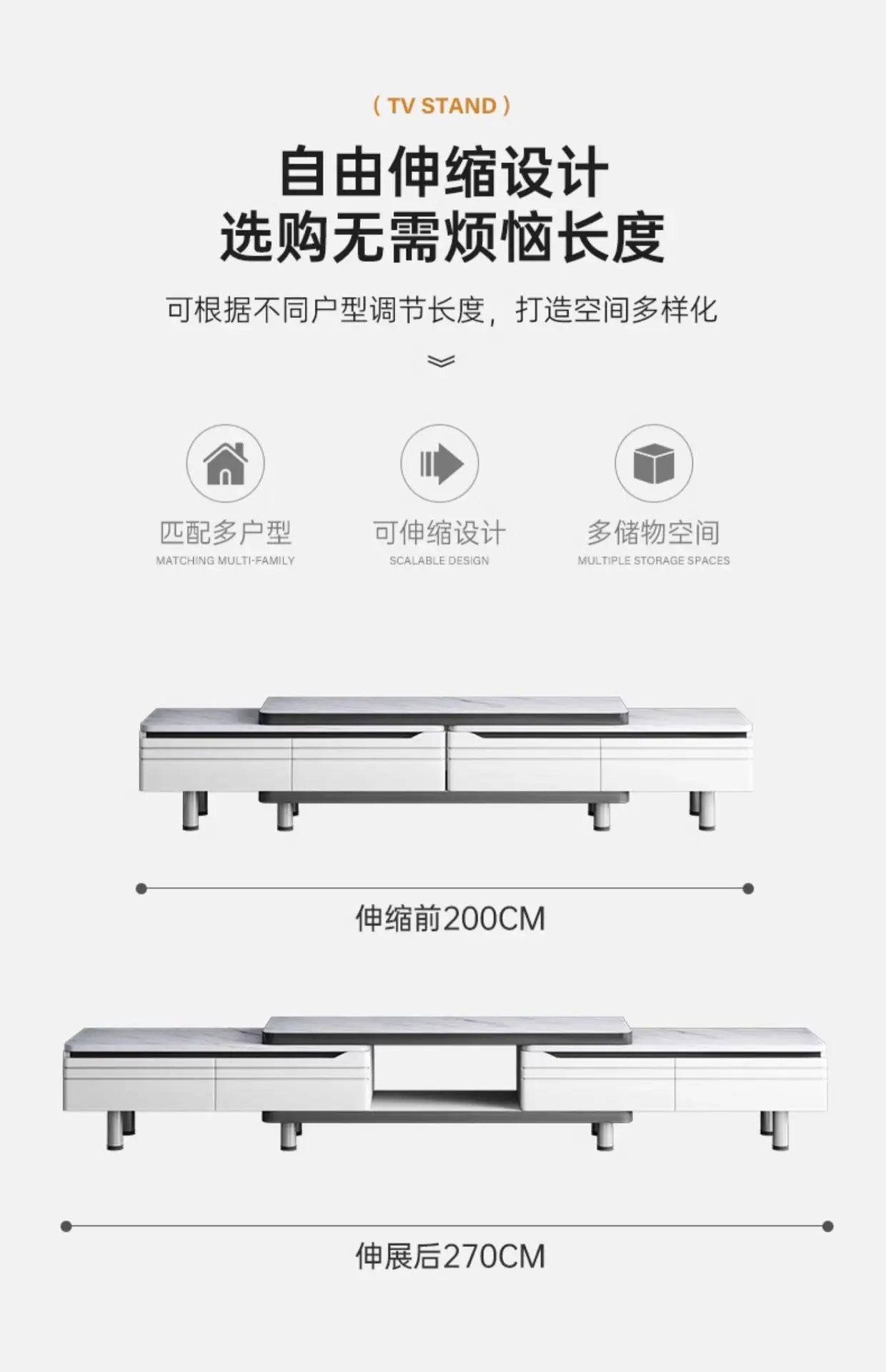 Modern LED TV Stand for Televisions Up Coffee Table Glass Shelves and Drawer Gaming Entertainment Center with Multiple Cabinet