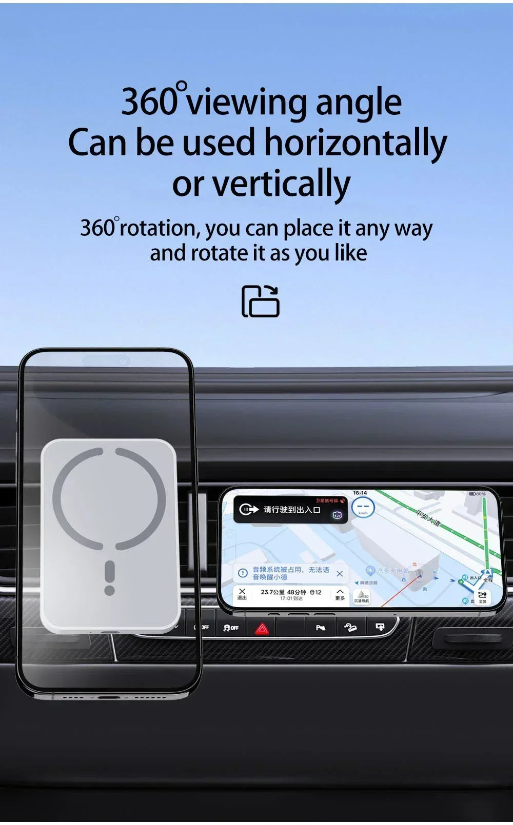 Car Air Vent Magnetic GPS Phone Holder Stand Wireless Charger For Magsafe iPhone 17 16 15 14 13 12 Pro Max Cell Fast Charging