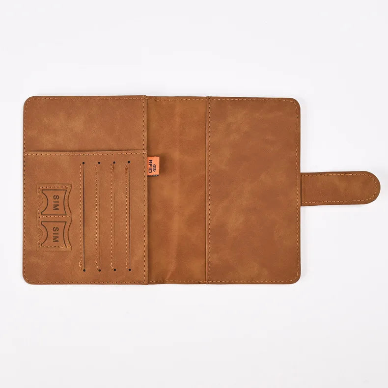 Leather Passport Holder Travel Wallet with ID Credit Card Slot PU Leather Passport Covers Case RFID Blocking Passport Protector