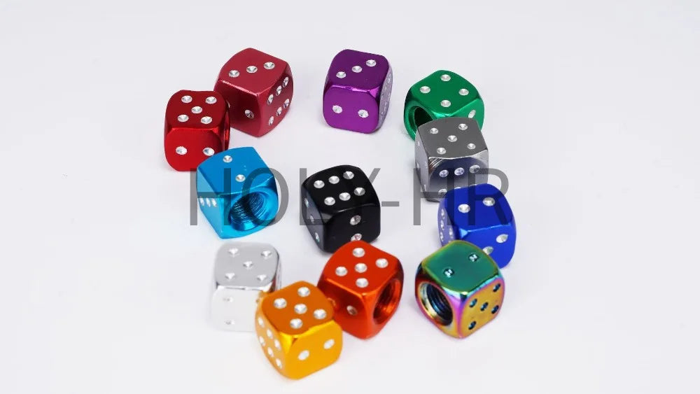 Aluminum Dice Tire Valve Caps Dustproof Car Truck Motocycle Bike Dice Wheel Stem Tyre Tire Wheel Stem Air Valve Dust Cap Cover