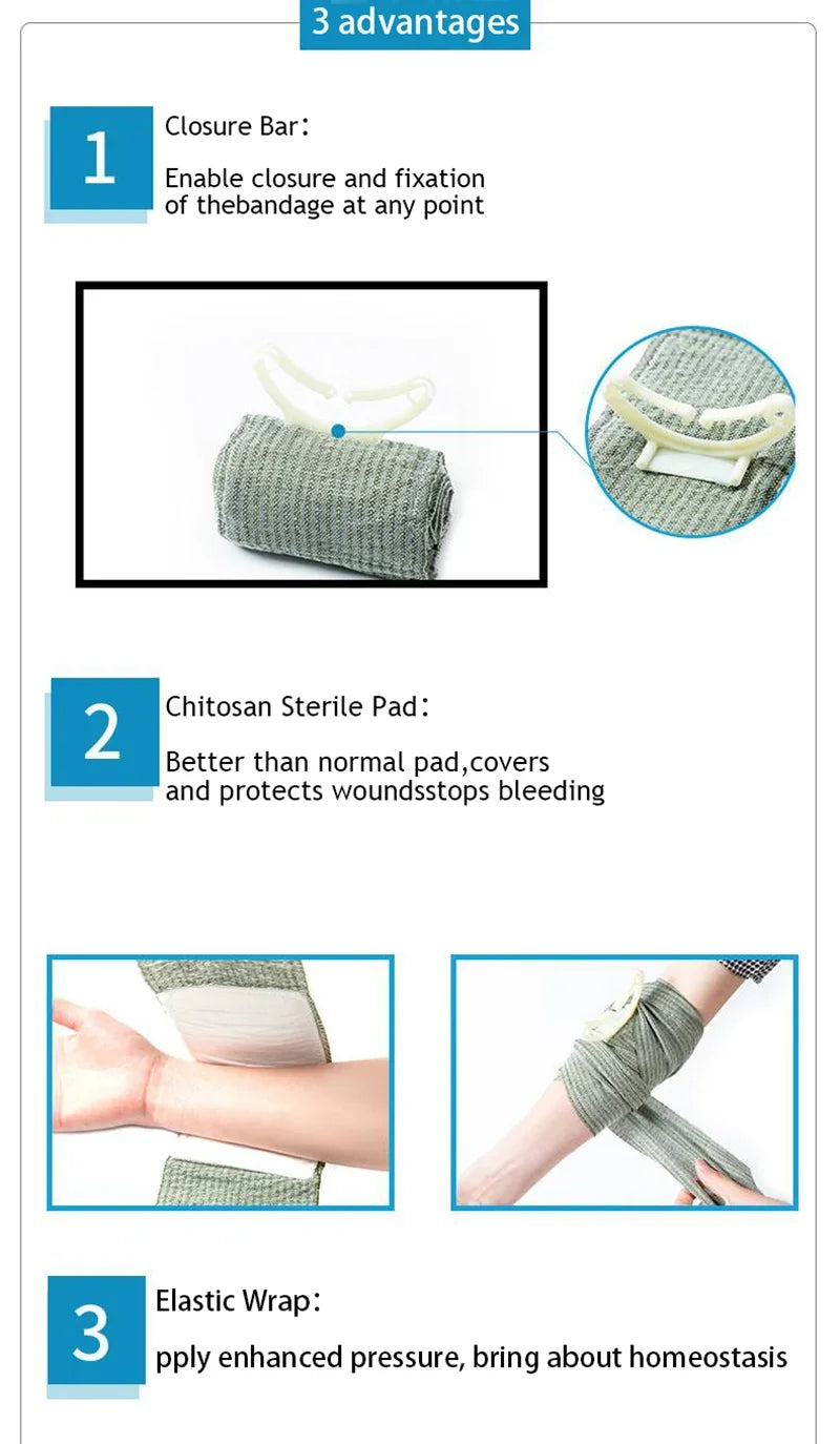 4inch/6inch Medical Trauma Kit Israeli Bandage Emergency First Aid for Outdoor Camping Hiking - Wound Care Security Protection