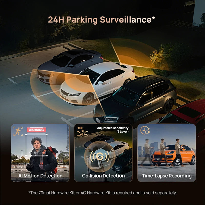70mai Dash Cam 4K A810S HDR IMX678 Supercapacitor 4G LTE Remote Control Wi-Fi 6 Voice Control GPS ADAS Car Camera 70mai A810S