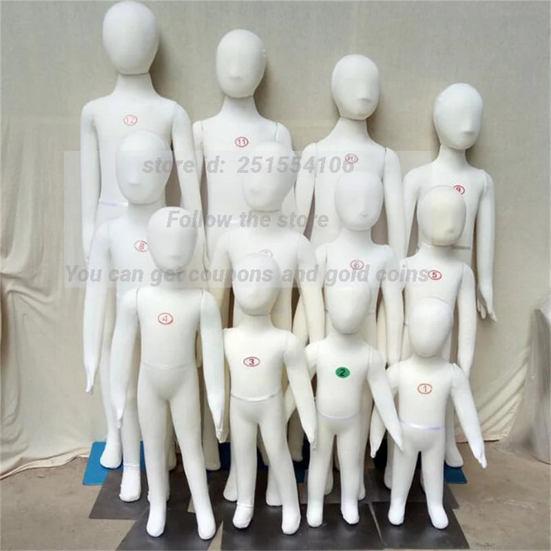 Baby Full Child Hand Mannequins, Soft Body Display, Can Bend with Cotton Fabric, Flexible Cloth, Iron Base, Wholesale, 1-4 Yrs