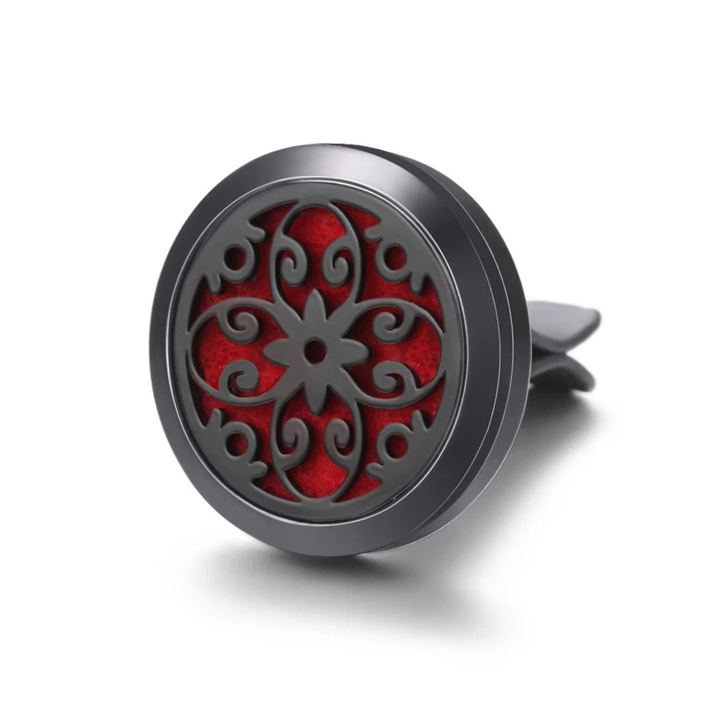 New Car Air Freshener Diffuser Clip Black Hollow Pattern Aromatherapy Lockets Essential Oil Perfume Pendant Car Ornaments Gift