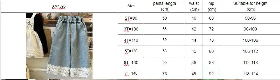 Bear Leader Summer New Blue Jeans 2-7-year-old Simple Kids Clothes Girls Korean Edition Fashion Lace Decoration Casual Pants