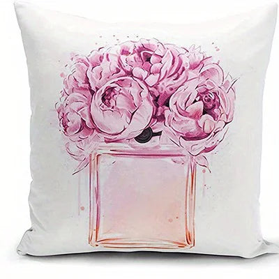 Floral & Perfume Inspired Double-sided Printed pillow cover Short plush Suitable living rooms bedrooms sofas throw cushion cover