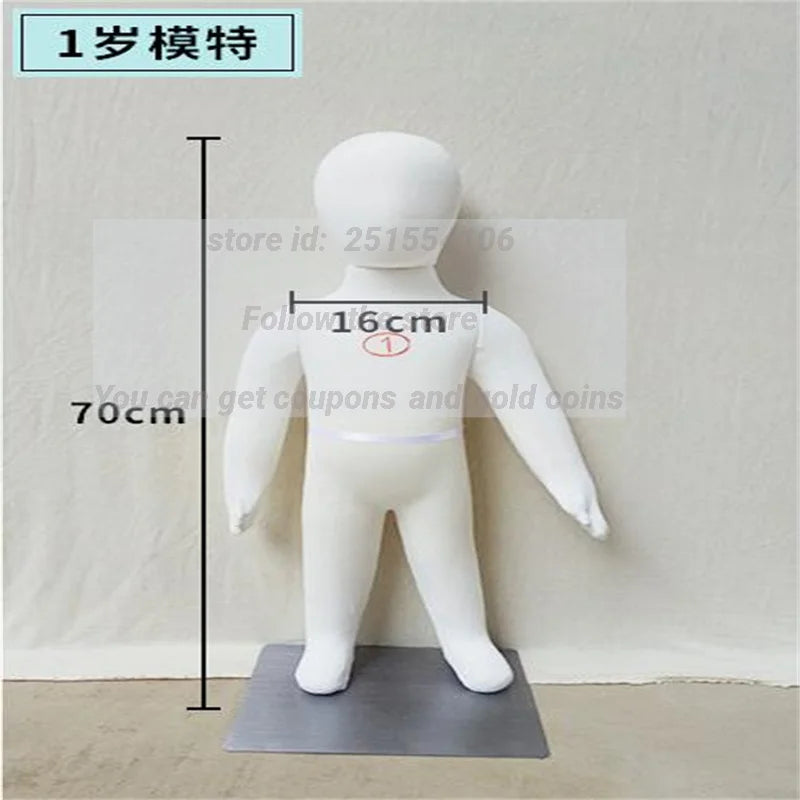 Baby Full Child Hand Mannequins, Soft Body Display, Can Bend with Cotton Fabric, Flexible Cloth, Iron Base, Wholesale, 1-4 Yrs