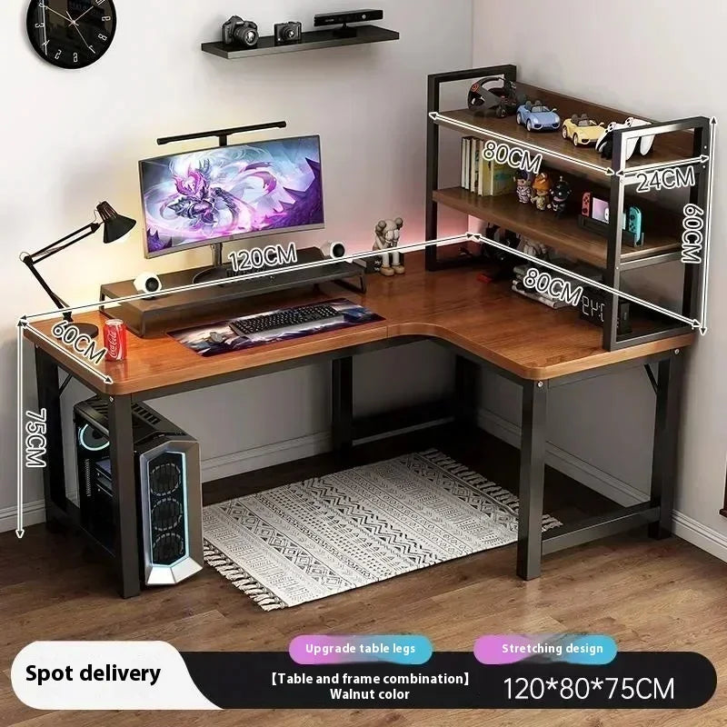 47 in Computer Desk with Drawer, Storage Cabinet Shelve, L Shape Home Office Reversible Study Table, Wood Executive Writing Desk